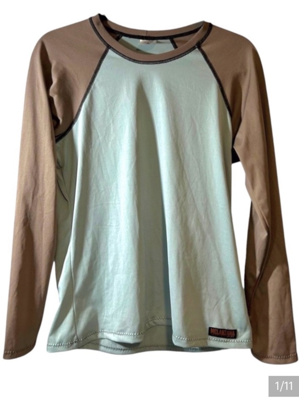 Melanzana Polartec Power Dry Crew Long Sleeve Womens M Old School Melly Raglan